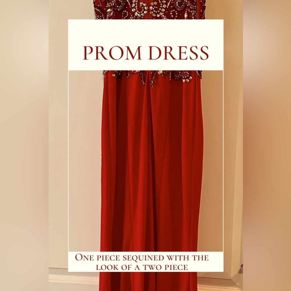 Classy sequined Red Prom Dress